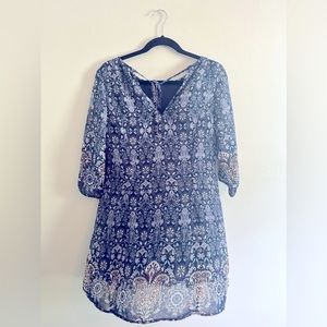 Blue Floral Bohemian Dress